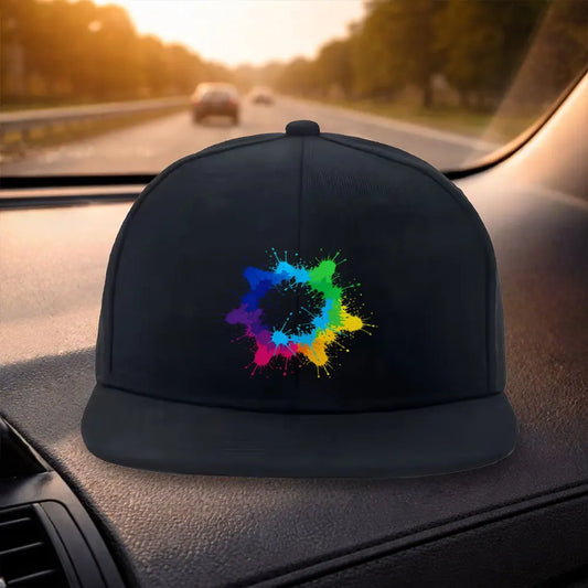 Multicolor Splatter Flat Brim Snapback Cap