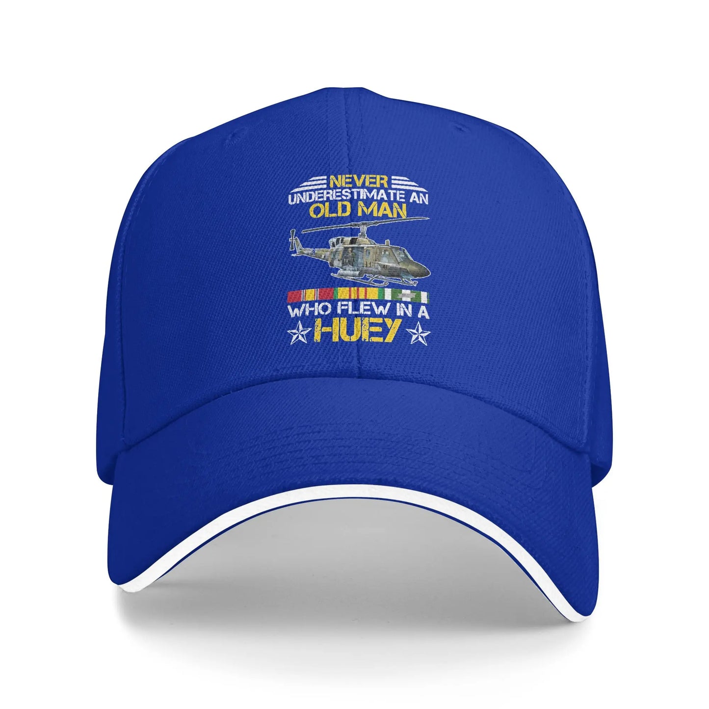 Vietnam Veteran Huey Helicopter Fishing Snapback Baseball Cap