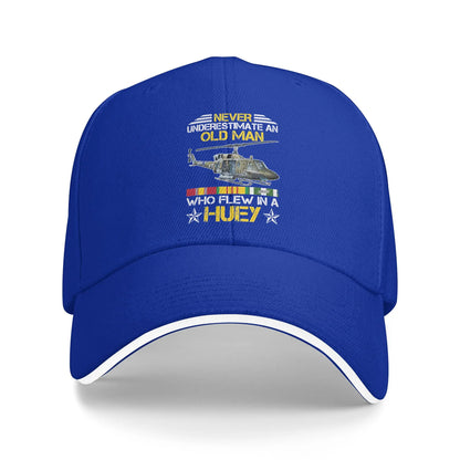Vietnam Veteran Huey Helicopter Fishing Snapback Baseball Cap