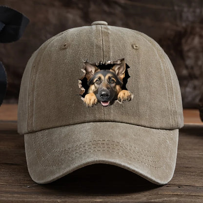 Distressed Wolf Dog Retro Baseball Cap