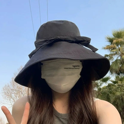 Foldable Wide Brim Breathable Bucket Hat With Strap