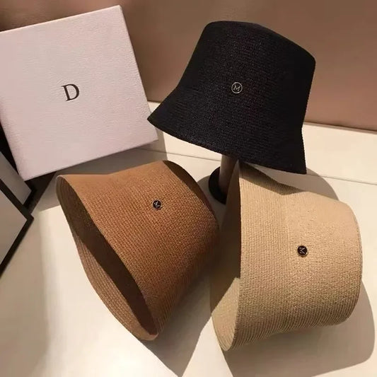 Japanese Designer M Straw Weaving Hat Summer Bucket Hats Panama