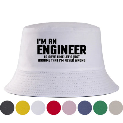 Funny Engineer Cotton Outdoor Bucket Hat Unisex