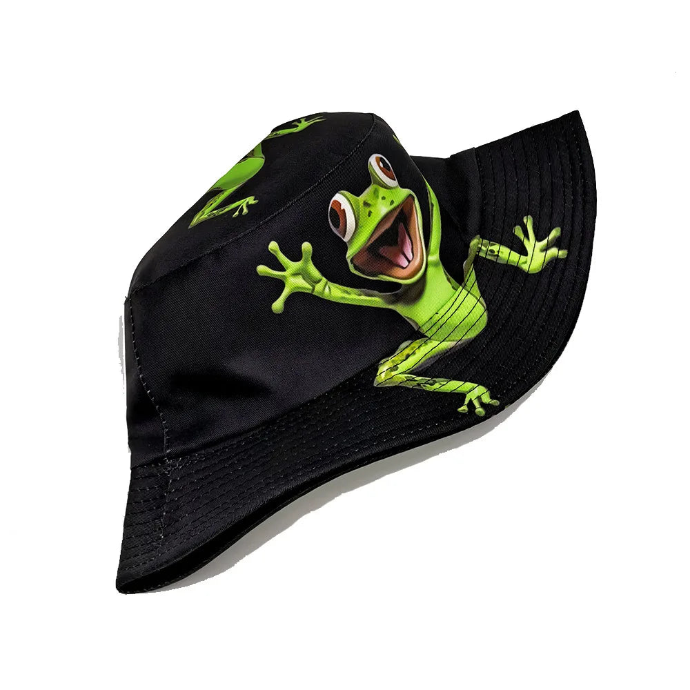 Funny Cartoon Frog Pattern Bucket Hats
