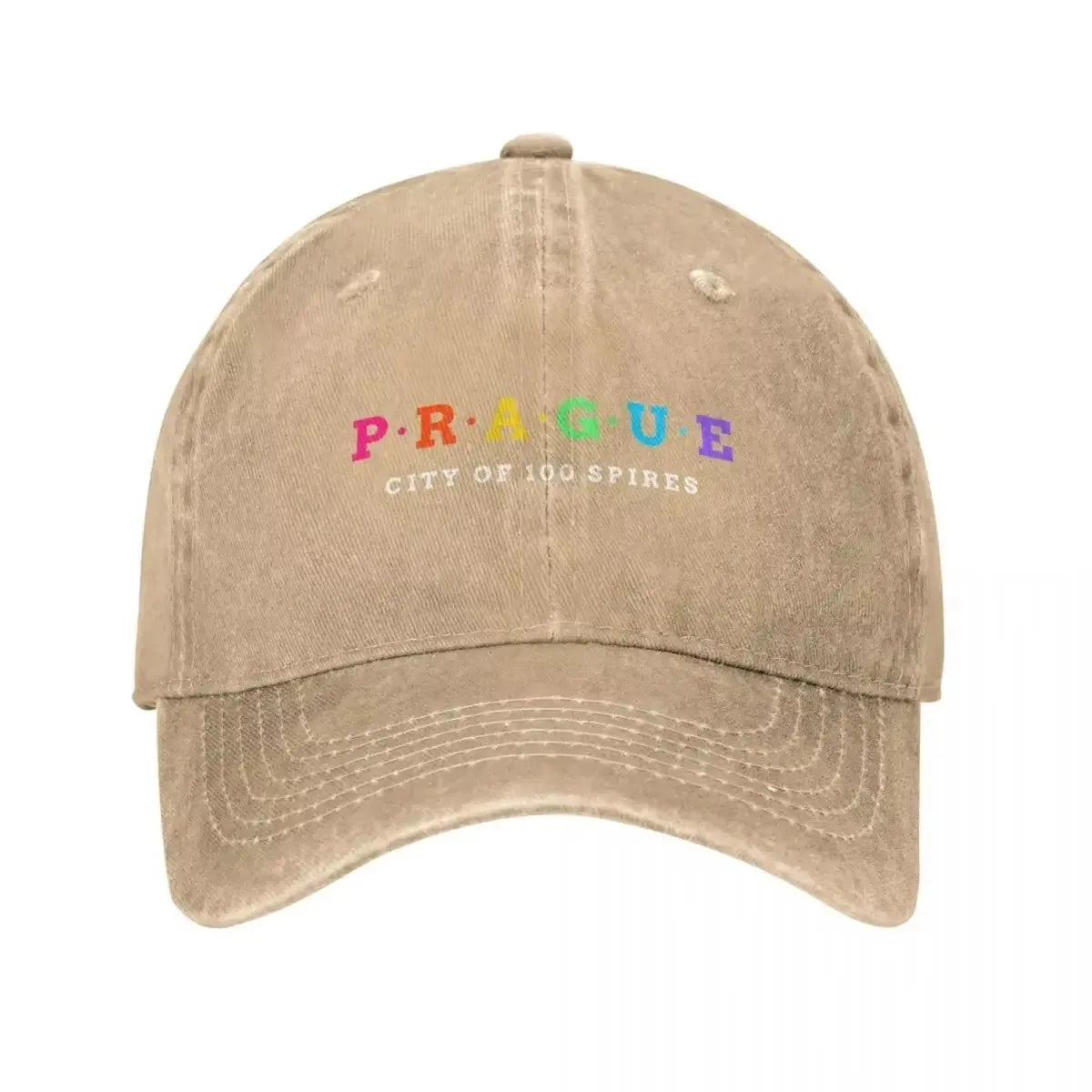 Prague City Of 100 Spires Washed Denim Baseball Cap