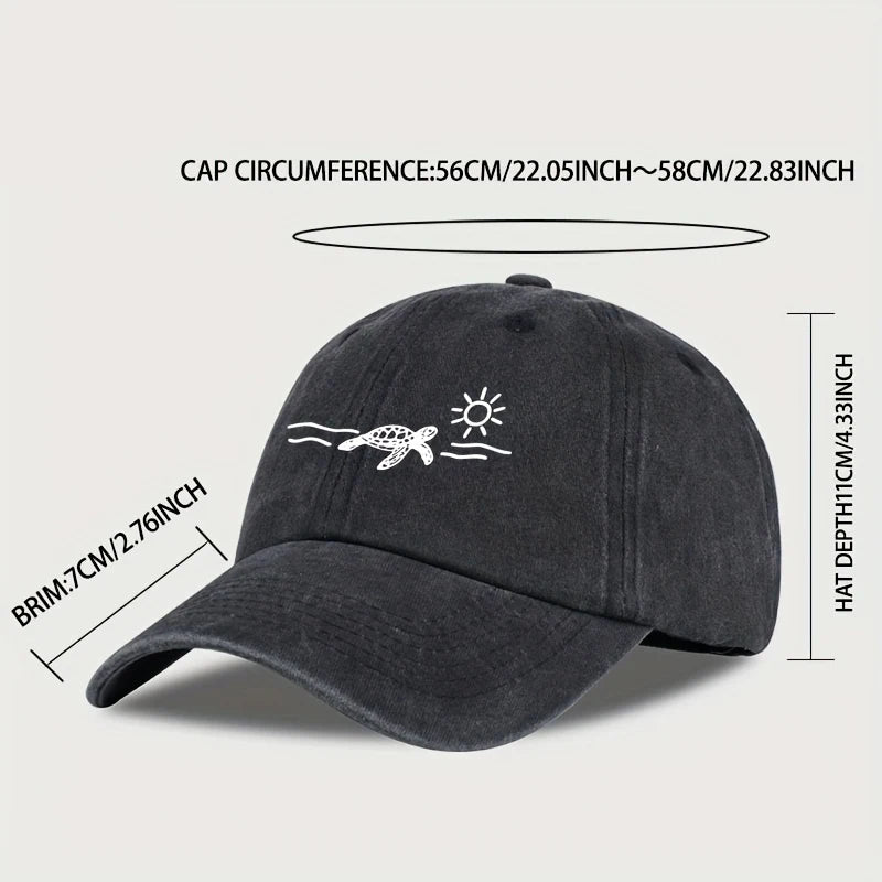 Turtle Sun Print Baseball Cap