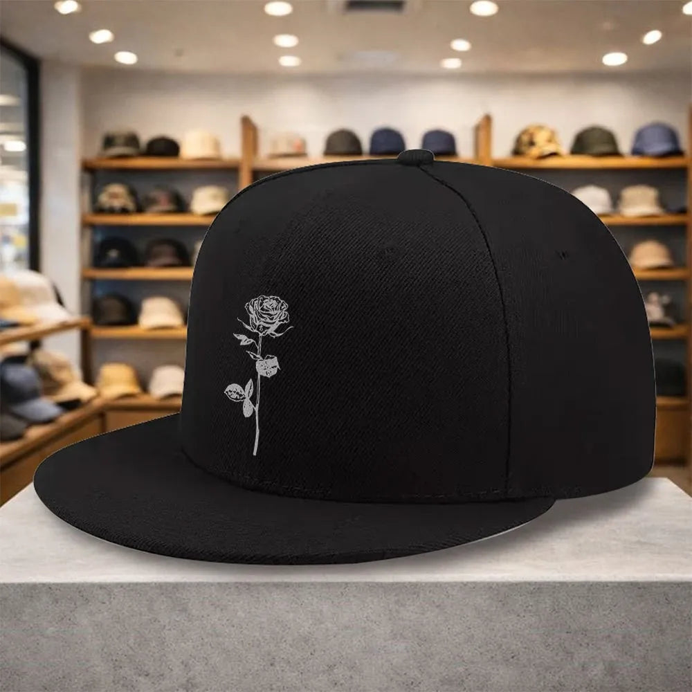 Rose Line Art Snapback Cap