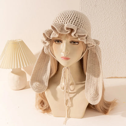 Women Fluffy Ruffled Crochet Fisherman Bucket Hat