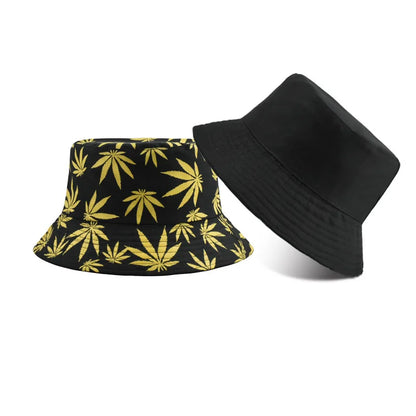 1pc Retro Style Fashionable Printed Maple Leaf Fisherman Hat