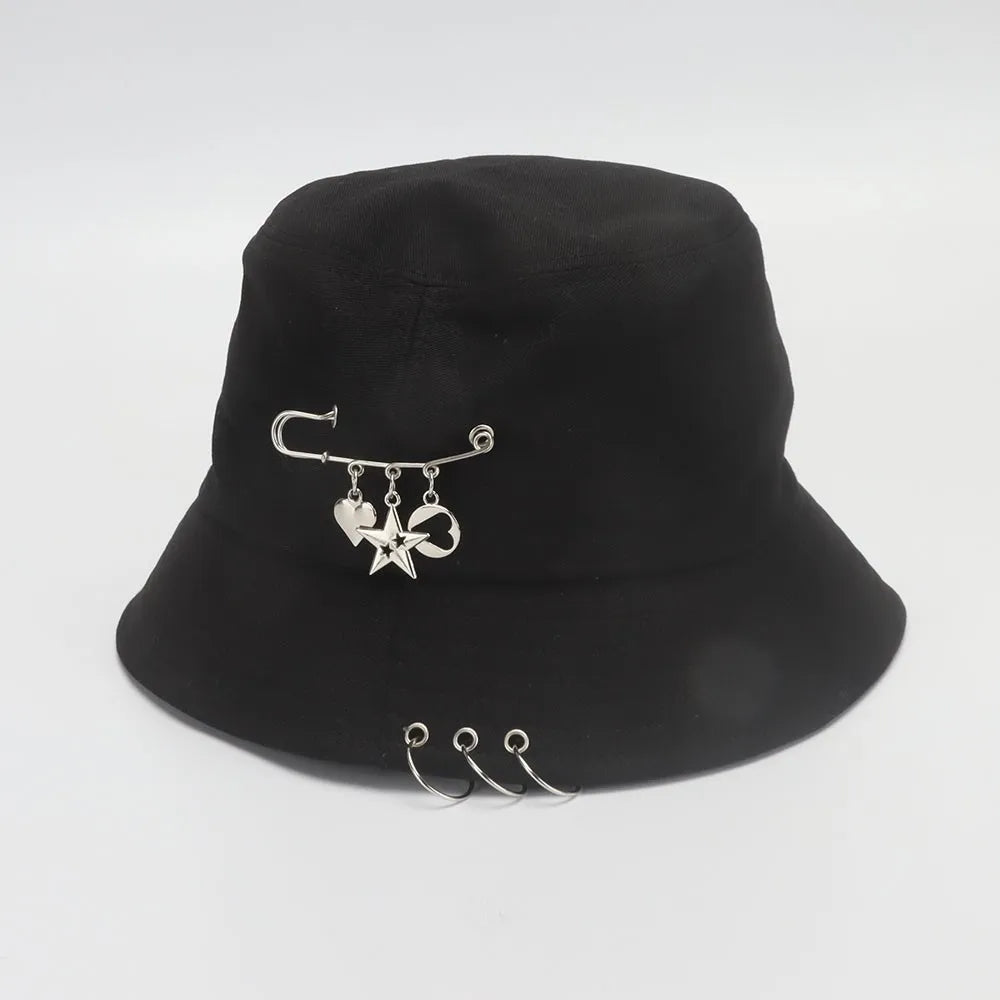 Bucket Hat Women Men Unisex Folding Fisherman Hat Black