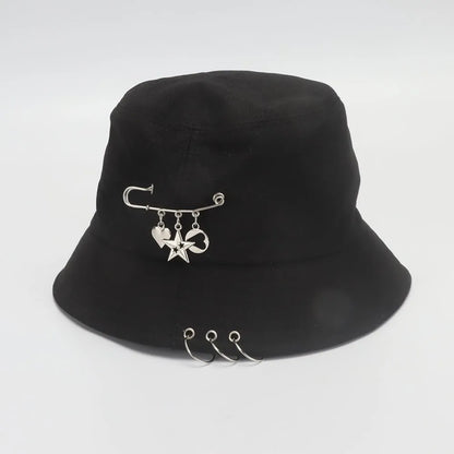 Bucket Hat Women Men Unisex Folding Fisherman Hat Black