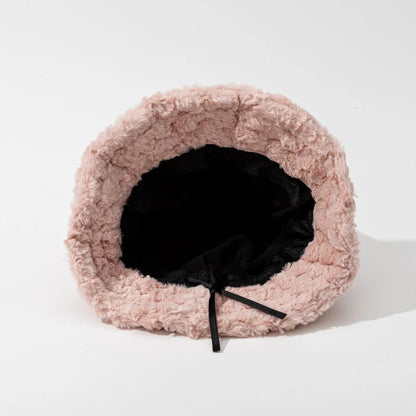 Women Korean Plush Winter Bucket Hat