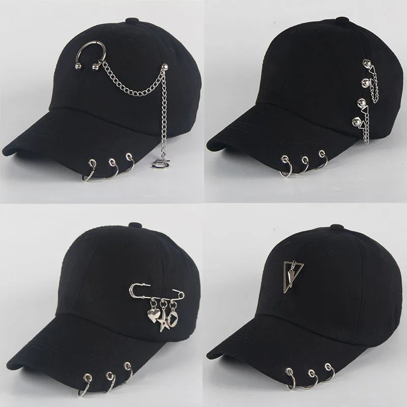 Fashion Cotton Baseball Cap Creative Piercing Ring Hip Hop Caps