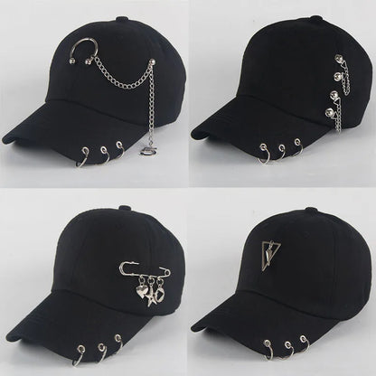 Fashion Cotton Baseball Cap Creative Piercing Ring Hip Hop Caps