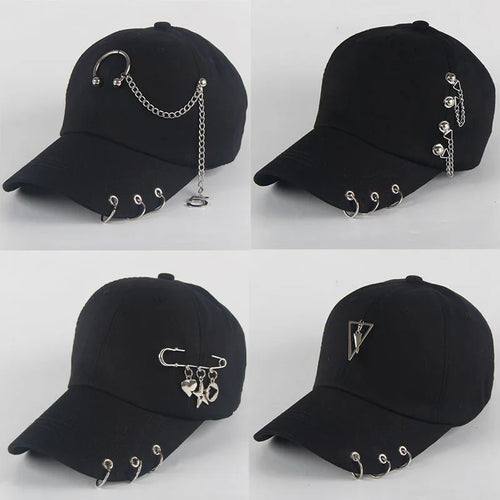 Fashion Cotton Baseball Cap Creative Piercing Ring Hip Hop Caps