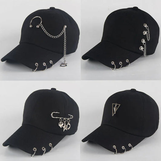 Fashion Cotton Baseball Cap Creative Piercing Ring Hip Hop Caps
