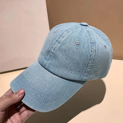 Fashion Denim Baseball Cap For Women Men Solid Color Adjustable Outdoor