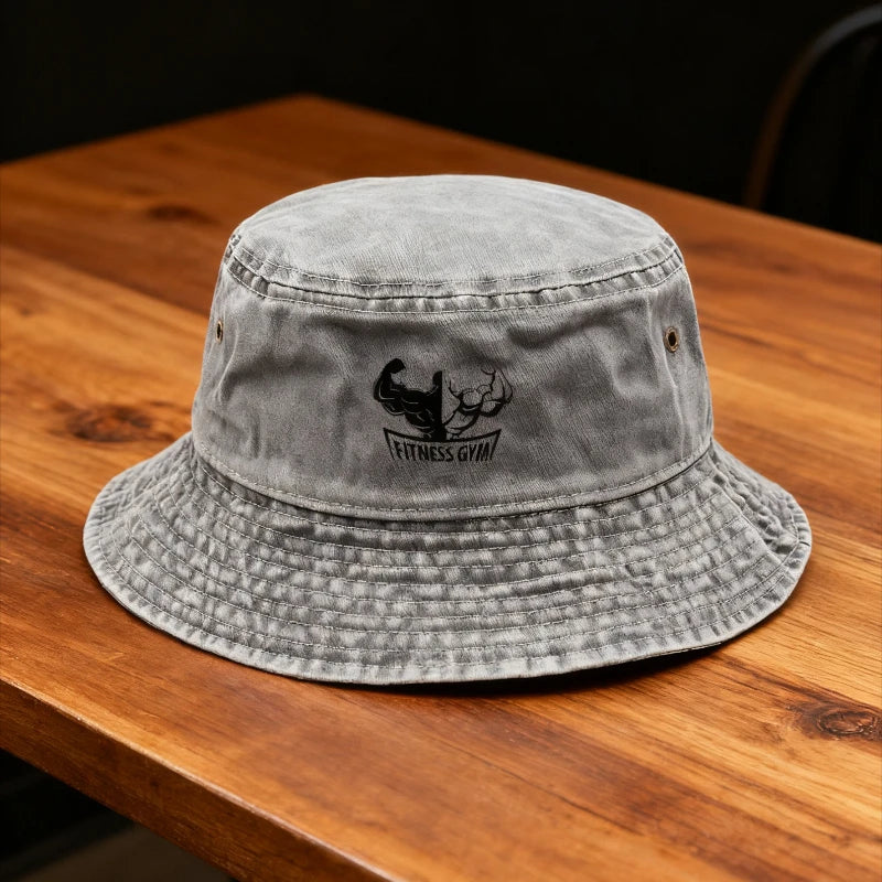 Gym Cotton Washed Bucket Hat Vintage Fishing Hat