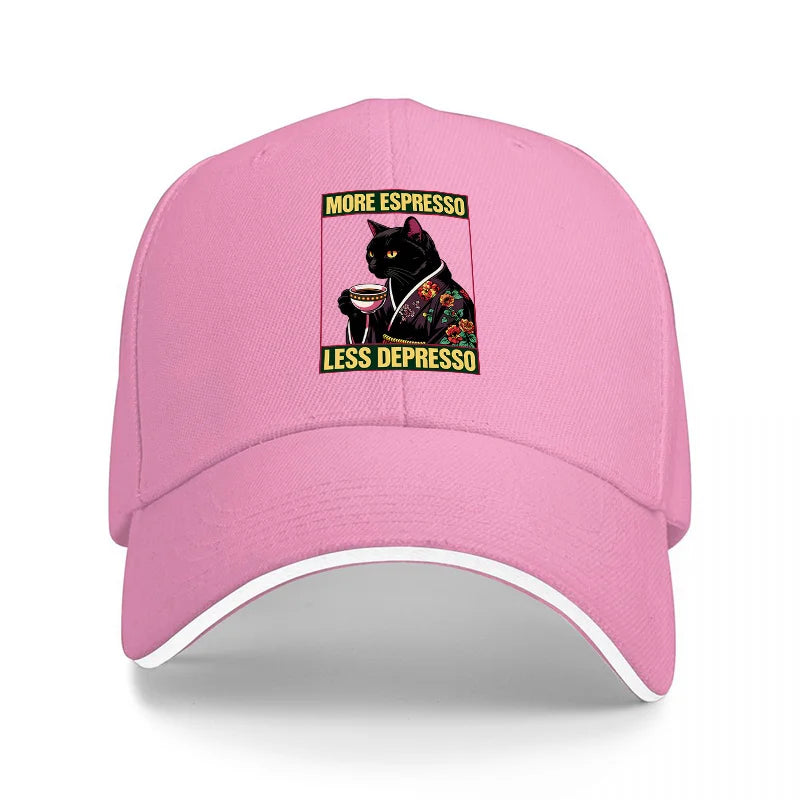 More Espresso Less Depresso Cat Baseball Cap
