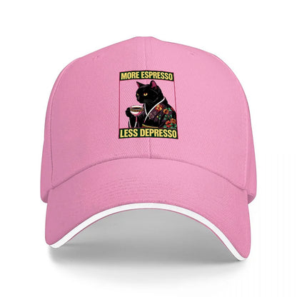 More Espresso Less Depresso Cat Baseball Cap