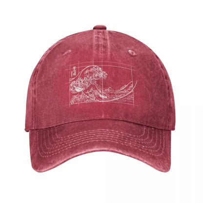 Hokusai Fibonacci Golden Ratio Baseball Cap