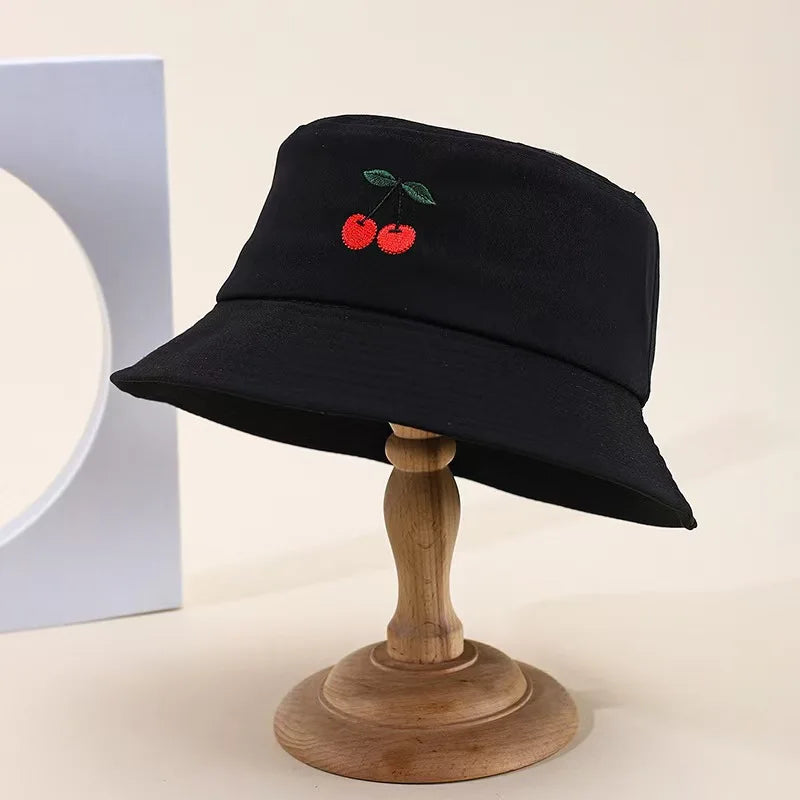 Women's Cherry Embroidered Bucket Hat