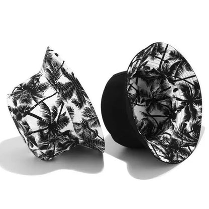 Double Sided Black Coconut Tree Bucket Hats
