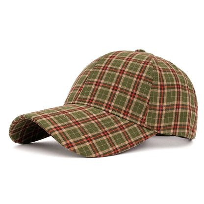 The Retro And Fashionable Color Blocked Checkered Baseball Cap