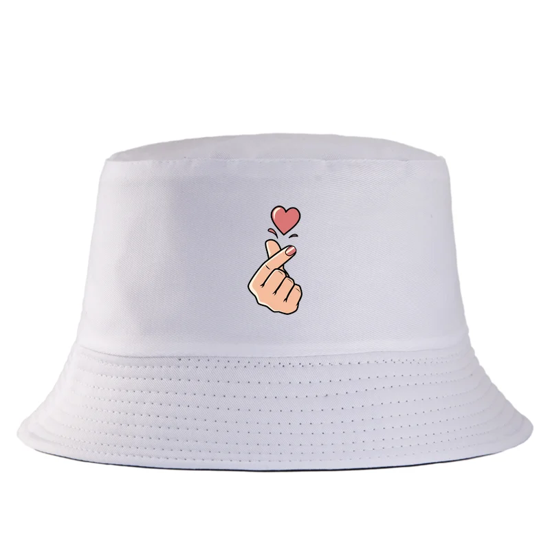 Korean Finger Heart Summer Cotton Bucket Hat