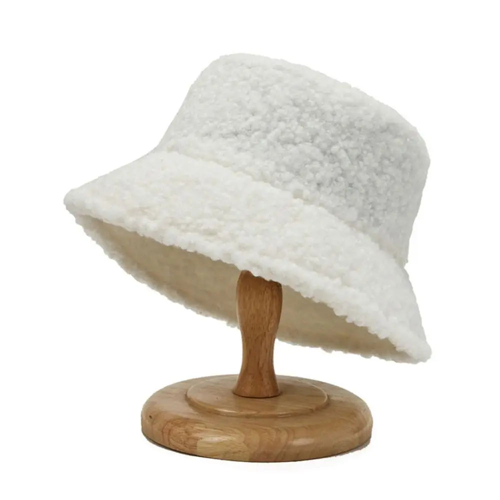 Women Faux Fur Lamb Wool Fisherman Bucket Hat