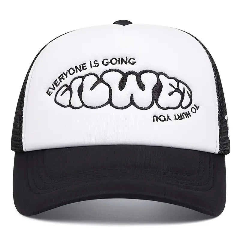 Crying Girl Embroidered Mesh Baseball Cap