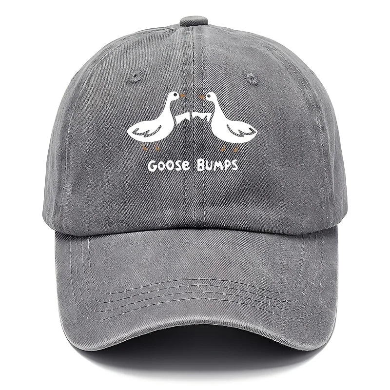 Retro Goose Print Distressed Washed Baseball Cap