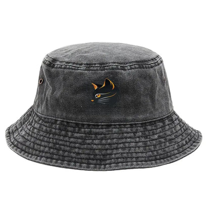Vintage Black Cat Print Bucket Hat