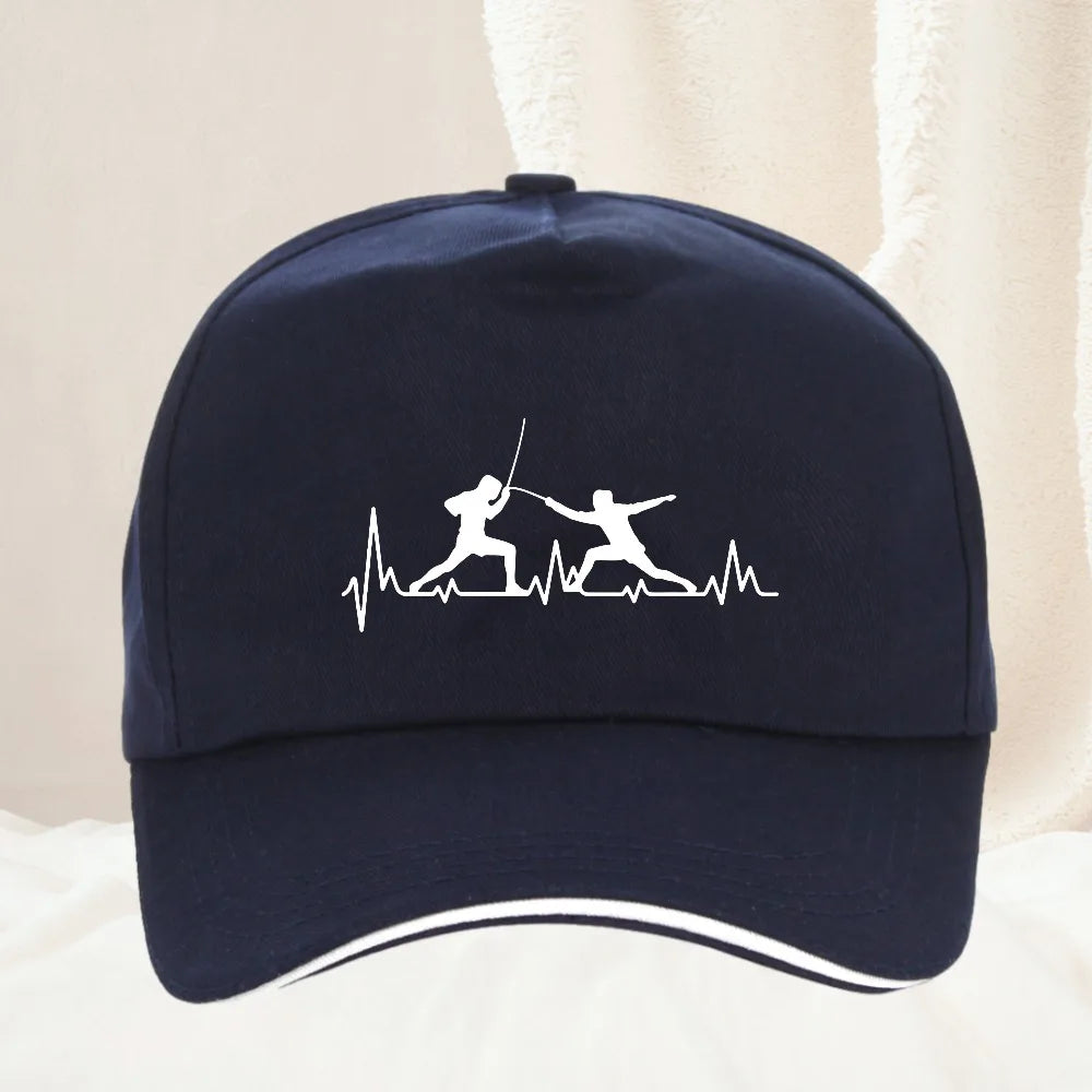 Fencing Heartbeat Sports Baseball Cap
