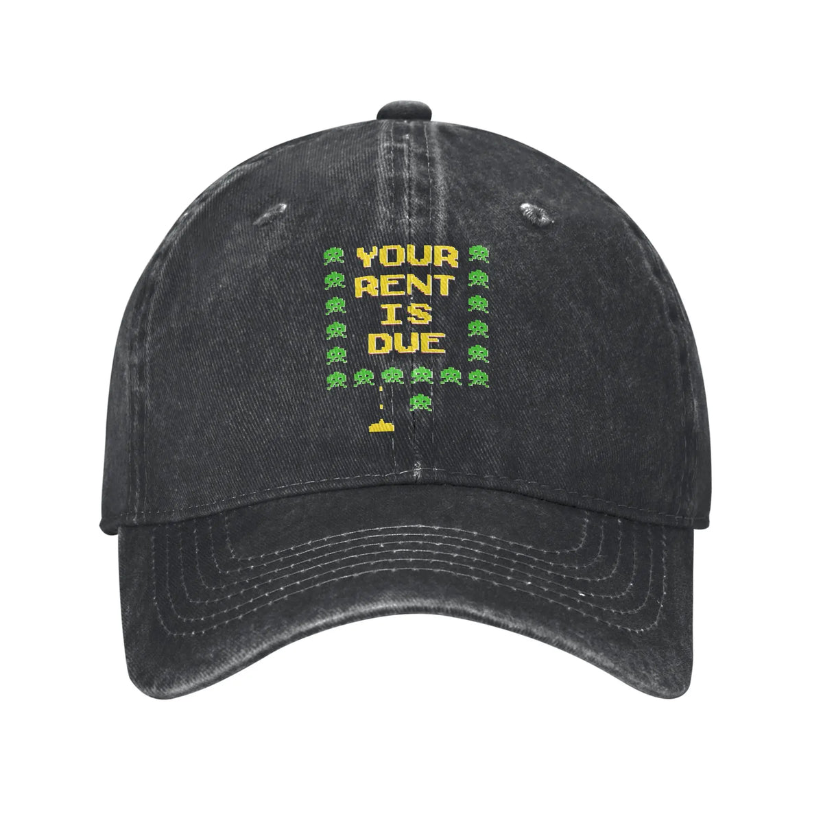 Space Invaders Vintage Distressed Washed Denim Baseball Cap