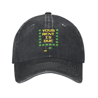Space Invaders Vintage Distressed Washed Denim Baseball Cap