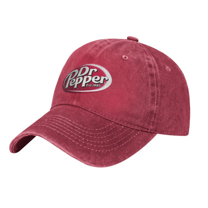Dr Pepper Letter Baseball Cap Casual Distressed Washed Drink Snapback Hat For Men Women Outdoor Summer Adjustable Hats Cap