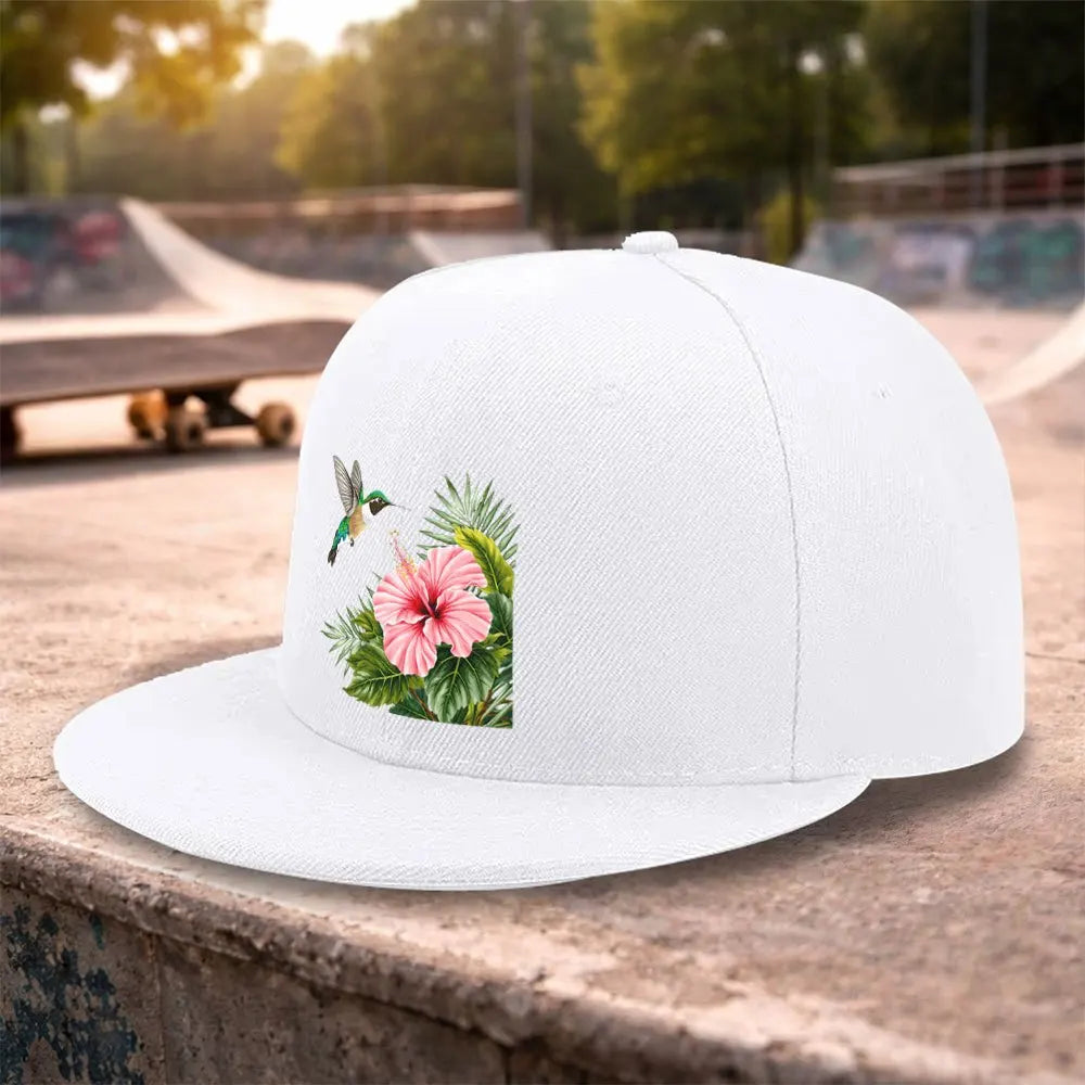 Hummingbird Hibiscus Snapback Cap