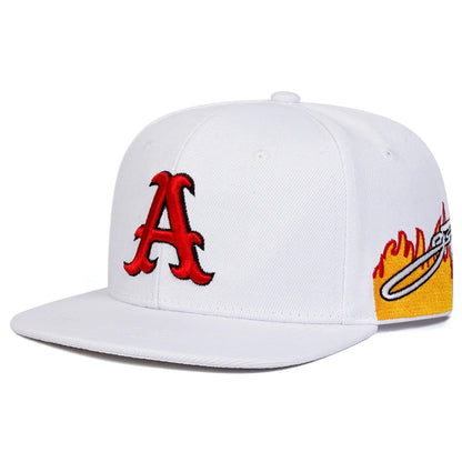 Unisex A Letter Embroidered Snapback Cap