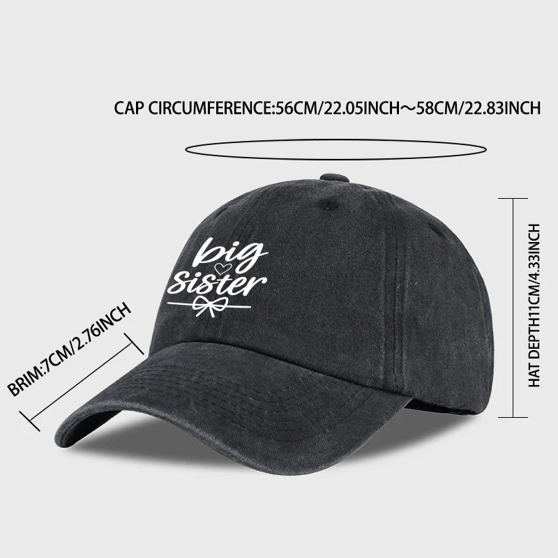 Big Sister Print Washed Baseball Cap Adjustable