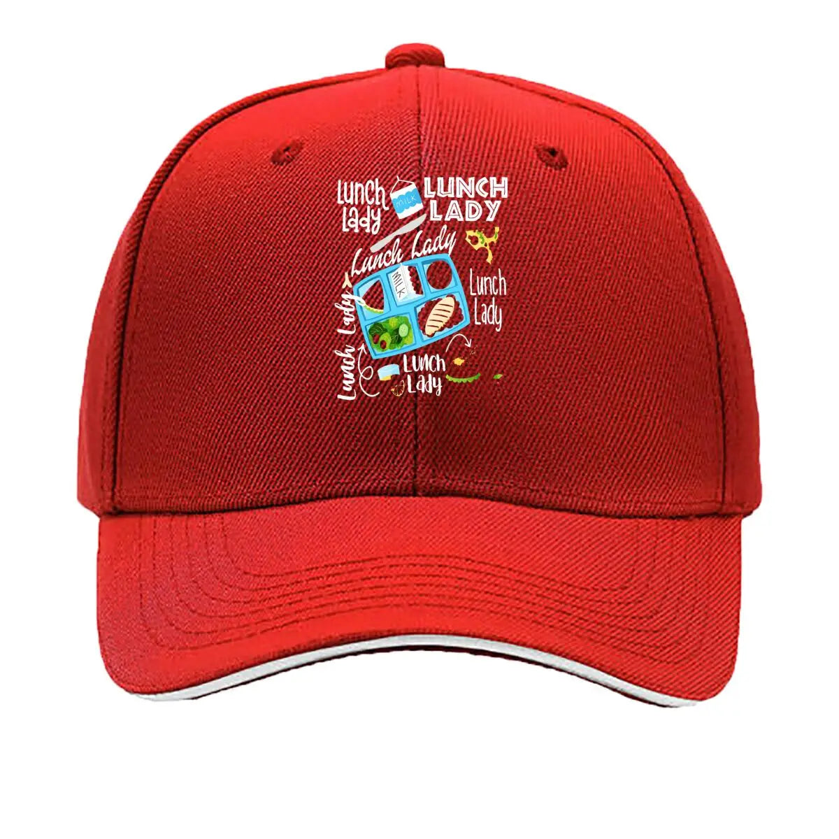 Milk Lunch Lady School Cafeteria Tray Food Graphic Sandwich Baseball Cap