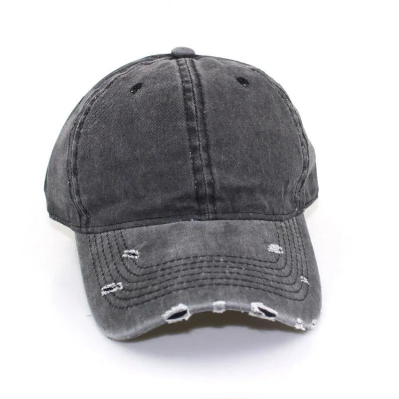 1pc Solid Distressed Perforated Mesh Washed Baseball Cap, Breathable Sun Protection Accessory For Spring And Summer, Adjustable
