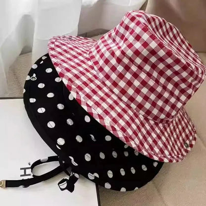 Black Dot Bucket Hats Women Versatile Sweet