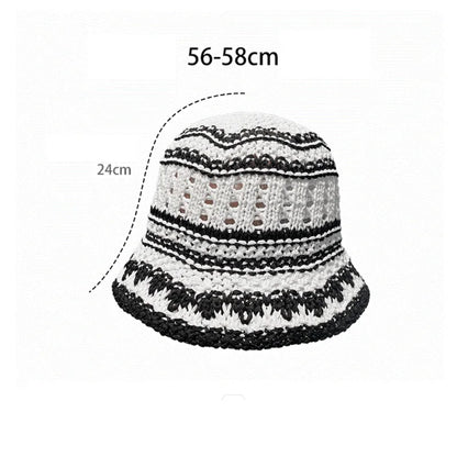 Striped Hollow Out Foldable Bucket Hat