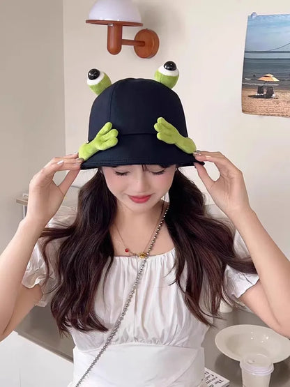 New Cute Big Eyes Frog Bucket Hats Outdoor