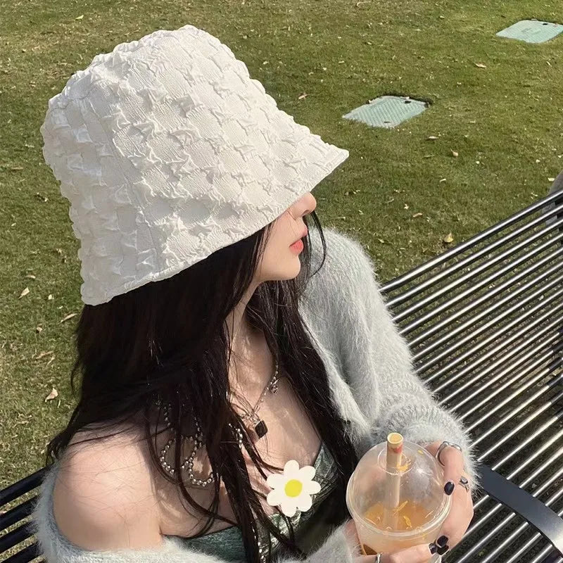 Lace Women Bucket Hat Solid Color Summer
