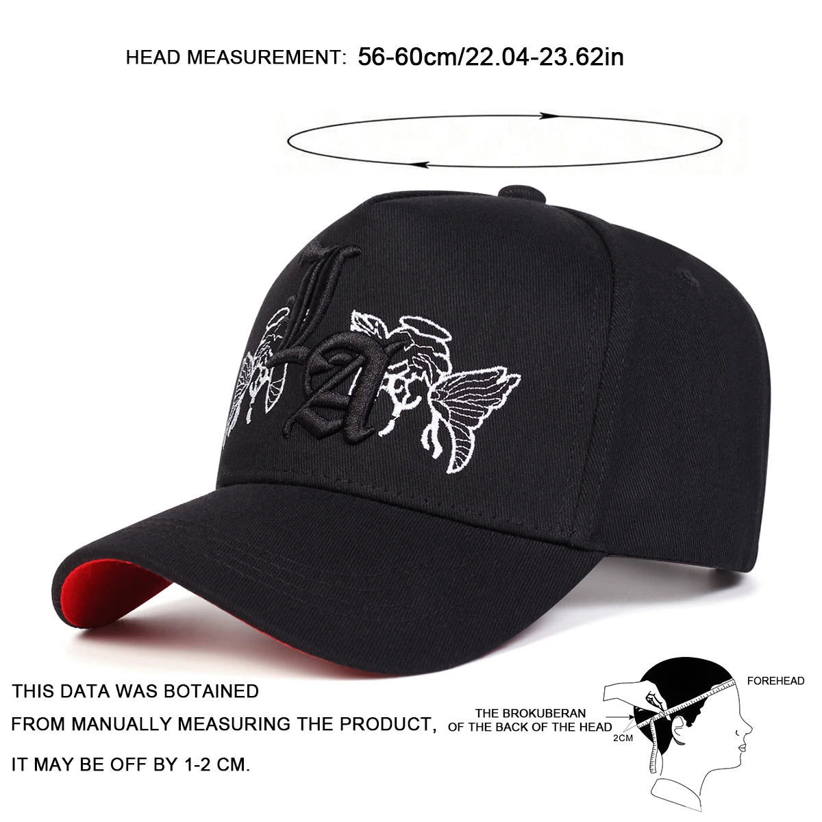 Gothic LA Butterfly Embroidery Baseball Cap