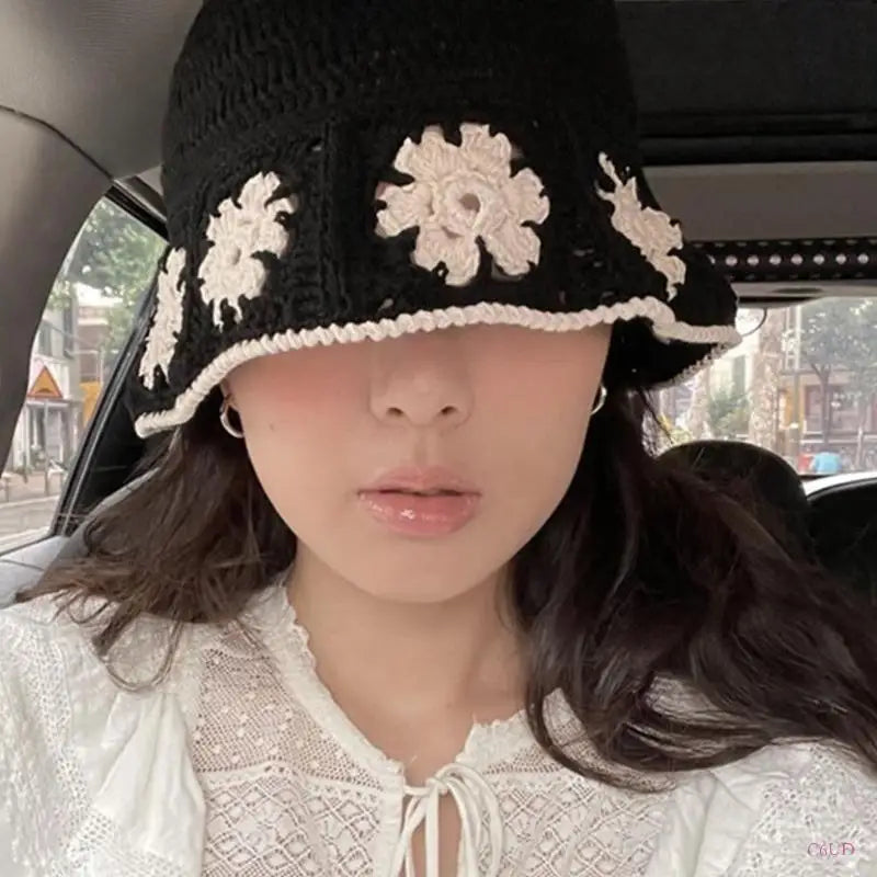 Y2K Floral Crochet Bucket Hat