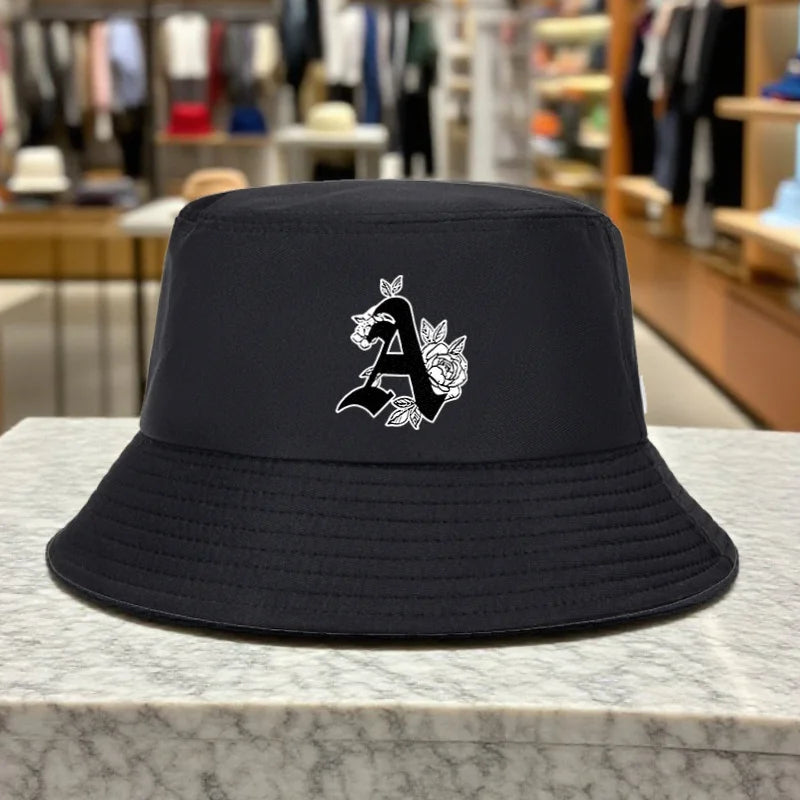 A Letter Floral Print Bucket Hat