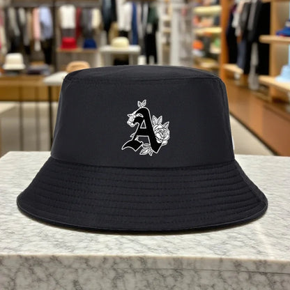 A Letter Floral Print Bucket Hat